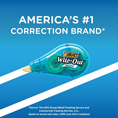 BIC Wite-Out Mini Correction Tape, White, No Dry Time, Long Lasting, 6-Count - color: Mini Tape, White