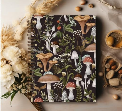 Mushroom Gifts Spiral Notebook Journal for Women, 5.5×8.3 Inch | Mushroom Gifts and Hardcover College Ruled Notebook for Offices Schools Classrooms - color: flower 6