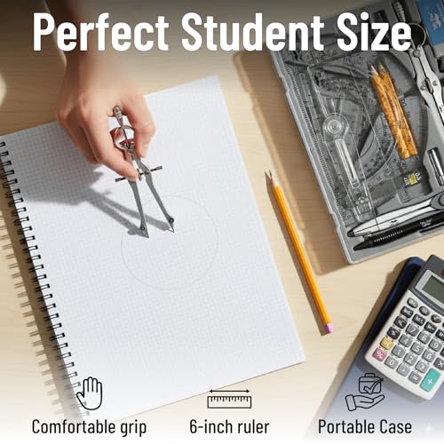 Mr. Pen- Geometry Set, 15 Piece Set with 6 Inch Swing Arm Protractor | IncludesMetal Divider, Set Squares, Ruler, Compasses for Math for Drafting & School Supplies - color: Classic Slate