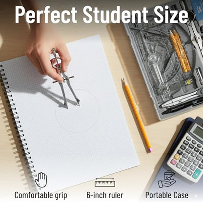 Mr. Pen- Geometry Set, 15 pcs, Blue, 6 Inch Swing Arm Protractor, Divider | Set Squares, Ruler, Compasses and Protractor - color: Blue