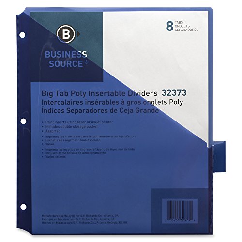 Business Source Double Pocket Index Dividers (32373), Multicolor (BSN32373) - size: 8 Count (Pack of 1)