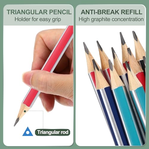 M&G Wooden Hexagonal Pencils, 2 Set HB Pencils Graphite Round Pencils with Eraser for Classroom Teacher Office Supplies, 5 Colors