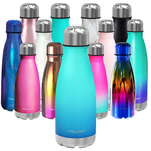 CHILLOUT LIFE 12oz Kids Insulated Stainless Steel Water Bottle, Leak Proof | Small Metal Water Bottle, Keeps Drinks Cold 24H & Hot 12H, Leak-Proof Screw Lid, Perfect for School, Travel & Sports - color: Ocean Blue