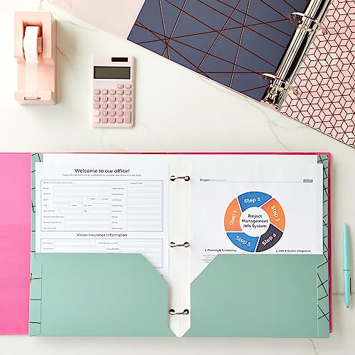 Paper Junkie School Folders with Pockets - 3-Hole-Punched Pocket Folders - Binder-Compatible File Holders - Durable Cardstock Organizers for Pastel School Supplies - 9.5 x 12 in 6-Pack