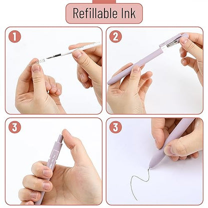 Mr. Pen- Retractable Gel Pens, 6 Pack, Pastel Barrels, Black Ink, Fast Dry | Fine Point 0.5mm, Cute Aesthetic for Journaling - color: Pastel Barrels