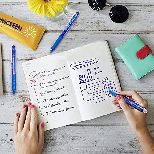 Lineon Erasable Gel Pens, 15 Pack Blue Retractable Erasable Pens Clicker, Fine Point, Make Mistakes Disappear, Blue Ink for School & Office - color: 15 Pack Blue