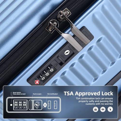 Kaleenie 29 Inch Aluminum Checked Luggage with Side Opening Zipper, Lightweight Hardshell ABS+PC Suitcase with TSA Lock, 360° Universal Wheels, Blue - color: Dark Blue, size: 29 Inch