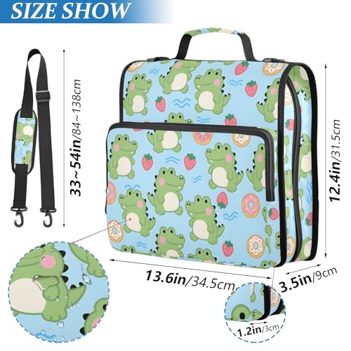 3 Ring Zipper Binder Dinosaur Strawberry Binders Bag with Shoulder Strap 500 Sheets Paper Organizer Trapper Keeper Documents Storage File Folder for School Office - color: A422