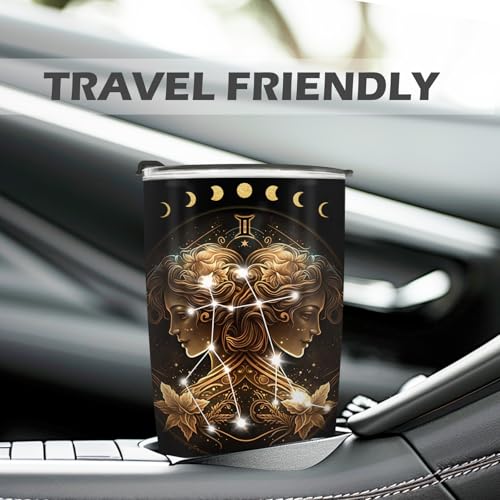 Horoscope Gemini Insulated Tumblers Travel Mug Cup Gifts for Birthday Boys Girls Men Women Son Daughter Travel Essentials Accessories Must Have Cold Iced 20oz - color: Gemini-653