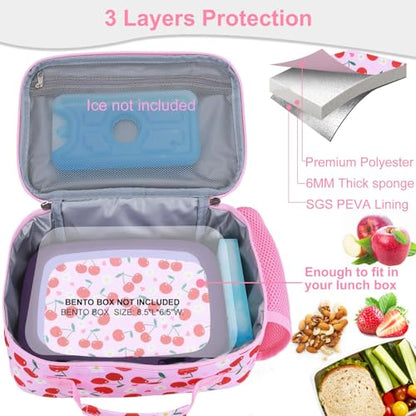 RHCPFOVR Kids Lunch Bag - Insulated Lunch Box for Boys Girls,Washable Lunch Bag and Reusable Toddler Leak-proof Lunchbox for School and Daycare - color: Pink Cherry
