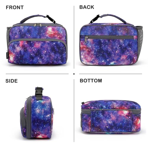 FlowFly Kids Lunch box Insulated Soft Bag Mini Cooler Back to School Thermal Meal Tote Kit for Girls, Boys, Galaxy - color: Galaxy