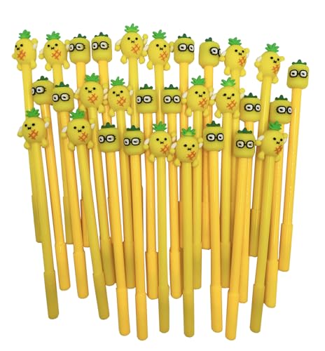 30 Pcs Cute Pineapple Gel Ink Pens, Fruit 0.5 mm Black Ink Cool Novelty Writing Pens f for Ournaling, Writing, Note-Taking, Teacher Student School Party Office Home Supplies (Cute Pineapple) - style: Cute Pineapple