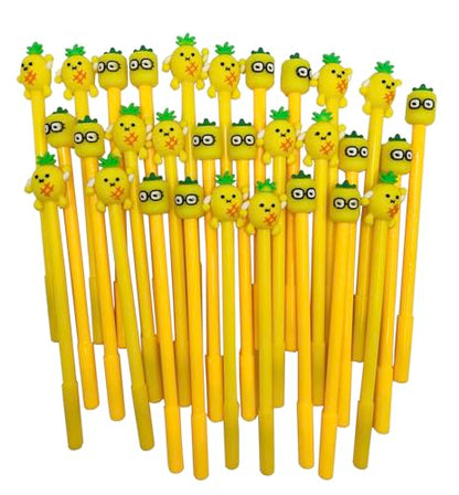 30 Pcs Cute Pineapple Gel Ink Pens, Fruit 0.5 mm Black Ink Cool Novelty Writing Pens f for Ournaling, Writing, Note-Taking, Teacher Student School Party Office Home Supplies (Cute Pineapple) - style: Cute Pineapple