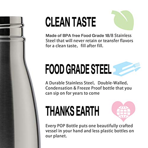 MEWAY 17oz Sport Water Bottle 8 Pack Vacuum Insulated Stainless Steel Leak-Proof Double Wall Cola Shape Water Bottle,Keep Drinks Hot & Cold (Silver,8 Pack) - color: Silver