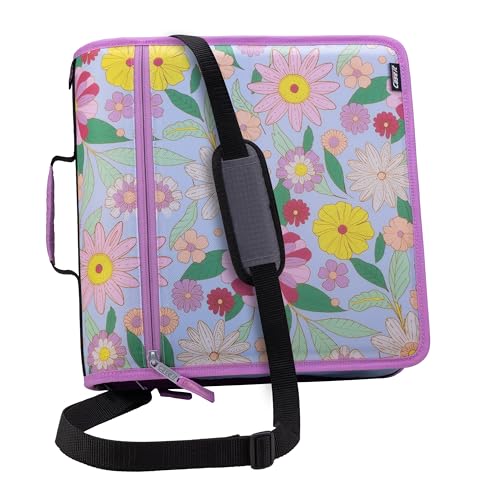 Case-it Mighty Zip Tab School Zipper Binder | 3-Inch O-Rings, 600-Sheet Capacity, 5-Subject Expanding File Folder, Multiple Pockets & Storage Organizer, Shoulder Strap | D-146 Morning Flowers - color: M Morning Flowers, size: 1 Pack