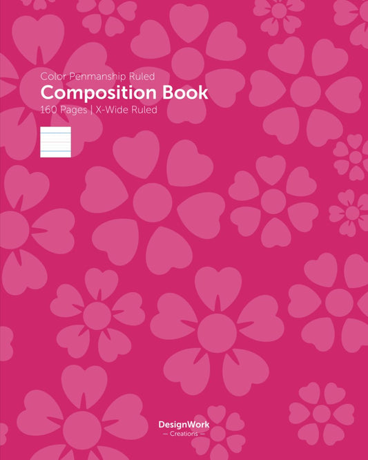 Color Penmanship Ruled Composition Book: 160 Pages | X-Wide Ruled — Neon Pink Cover