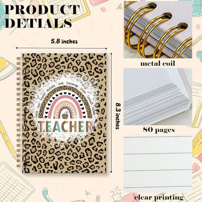 LRVSYUIN Leopard Teacher Spiral Notebooks, Teacher Journal for Back to School Classroom Supplies, Teachers Appreciation Gift for Graduation Retirement (B06) - style: Leopard Teacher