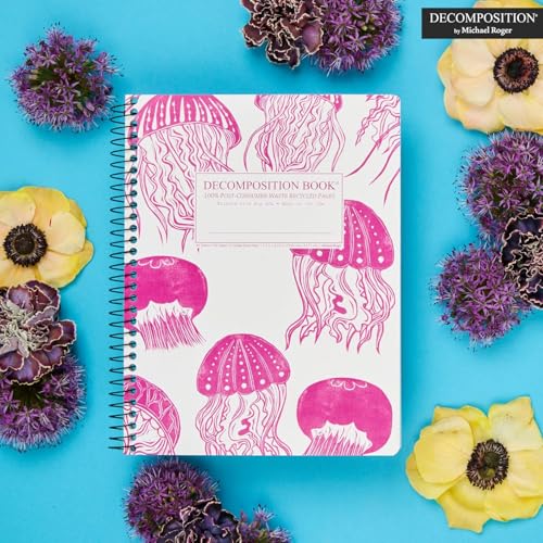 Decomposition Jellyfish College Ruled Spiral Notebook - 9.75 x 7.5 Journal with 160 Lined Pages - 100% Recycled Paper - Cute Notebooks for School Supplies, Home & Office - Made in USA - color: Jellyfish, style: Spiral-bound
