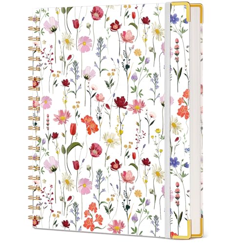 Cute Spiral Notebook Journal for Women, 200 Pages Lined Notebooks 8.5” x 11”, A4 Large Hardcover Spiral Journals with 100 GSM Thick Paper, College Ruled Notebook for Writing Work School, Wildflower Garden - color: Wildflower Garden, size: A4