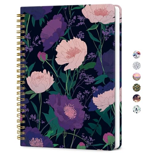 ZOTIA Lined Spiral Journal for Women, A5 Aesthetic Hardcover Notebook for Work, School & Note Taking, Pretty College Ruled Journal, 140 Pages, 6" x 8", Plum Reverie - color: H-Plum Reverie