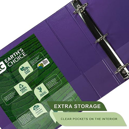 Samsill Plant-Based 2 Inch Durable Round Ring, View Binder, Eco-Friendly, USDA Certified Biobased, 12-Pack, Purple - color: Purple, size: 2", style: 12 Pack