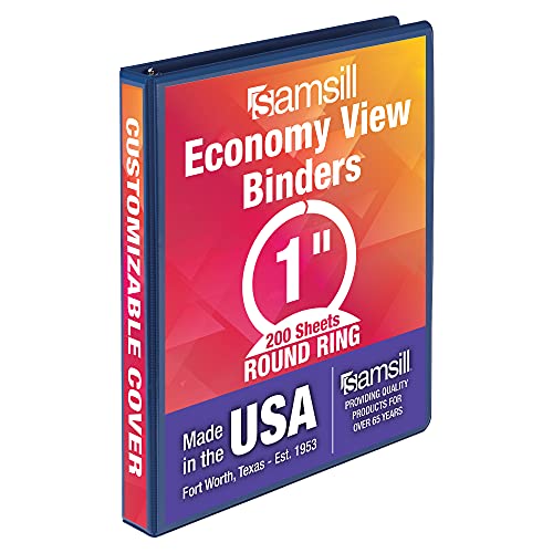 Samsill Economy 1 Inch 3 Ring Binder, Made in The USA, Round Ring Binder, Non-Stick Customizable Cover, Blue - color: Blue, size: 1-Pack, style: 1-Inch