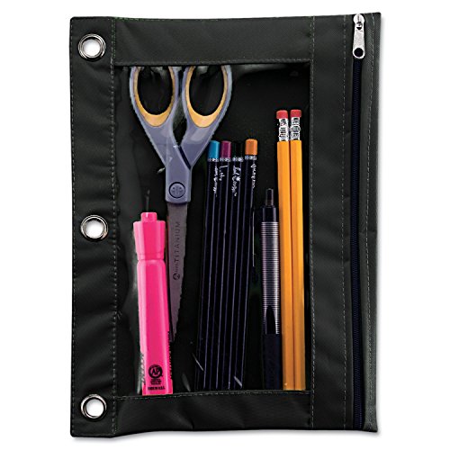Advantus Binder Pencil Pouch, 10 x 7.38, Black/Clear - size: 1 Count(Pack of 1)