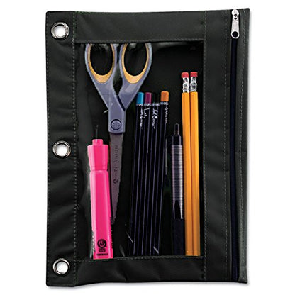 Advantus Binder Pencil Pouch, 10 x 7.38, Black/Clear - size: 1 Count(Pack of 1)
