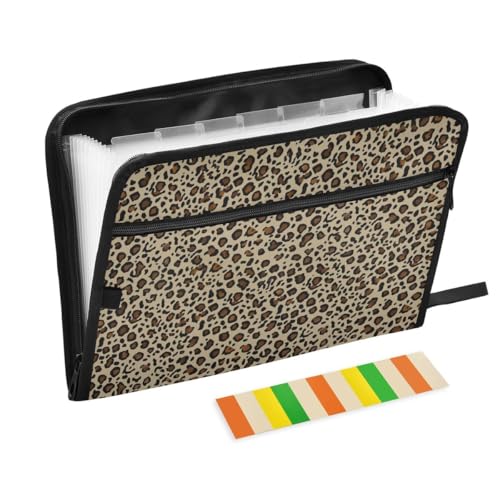 ALAZA Leopard Print Cheetah Animal Expandable Filing Folder Storage Organiser Box Files, 13 Pockets Zip Filing Folders for Home or Office Documents - color: Multicolored8