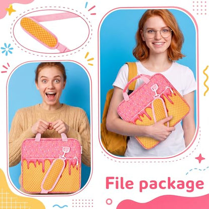 MiniInflat Baseball Drip Ice Cream Zippered Binder Bag with Handle 2-inch 3-Ring O-Ring, 600-sheet Capacity, Includes Zipper Pocket, Multi-Pocket Organizer Binder Sports(Ice Cream,Pink) - color: Pink, style: Ice Cream