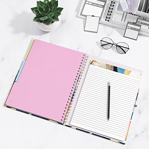 Rimilak Spiral Clipboard Folio with Refillable Lined Notepad, 14.5 x 9.8 In, Hardcover Cover with 5 Interior Pockets, Elastic Band and Pen Loop Series. Cute Stylish Clipfolio, Watercolor Sunset - color: Watercolor Sunset