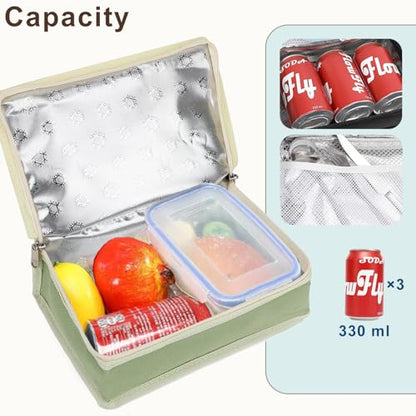 FlowFly Small Insulated Lunch box Portable Soft Bag Mini Cooler Thermal Meal Tote Kit with Handle for Work & School, Light Matcha - color: Light Matcha