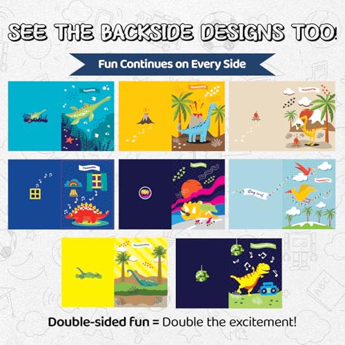 8 School Folders - Cute Pocket Folders with 8 Unique Dinosaur Designs in Front, Back Cover and Inside - Kids Pocket Folders - Homework Folders - Dinosaur Folders - 12 x 9.25 Inches (Pack of 8) - style: Dinosaur