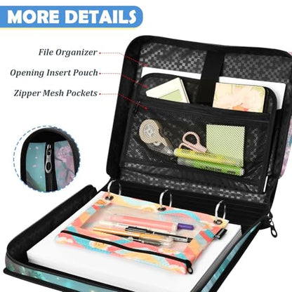 Cherry Blossom 2inch 3 Ring Zipper Binder Multi-Pocket Storage Holds 14 Inch Laptop for Students and Office Use - color: Cherry Blossom