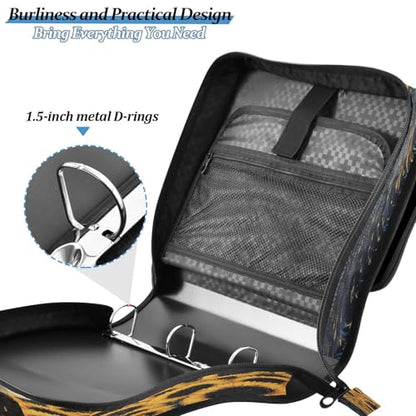 3 Ring Zipper Binder Sunflower Blossoms Galaxy Binders Bag with Shoulder Strap 500 Sheets Paper Organizer Trapper Keeper Documents Storage File Folder for School Office - color: A1187