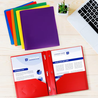 72-Pack Plastic Folders with Pockets and Prongs,2-Pocket Folders with 3 Fasteners, Holds 8-1/2" x 11" Paper for School/Office/Home, Red - color: Red, size: 72-Pack