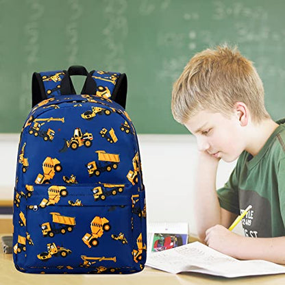 CAMTOP Backpack for Kids, Boys Preschool Backpack with Lunch Box Toddler Kindergarten School Bookbag Set (Engineering Vehicle) - color: Y0110-2 Engineering Vehicle-navy Blue