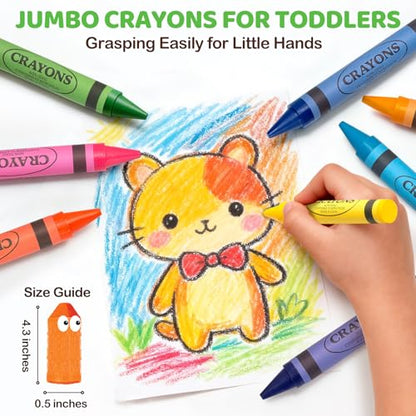 200 Count Jumbo Crayons Bulk Set, 8 Colors Washable Silky Crayons, Non-Toxic School Supplies & Art Supplies for Preschool Kindergarten Classrooms, Easter Basket Stuffers Party Favors Gifts for Kids 3+