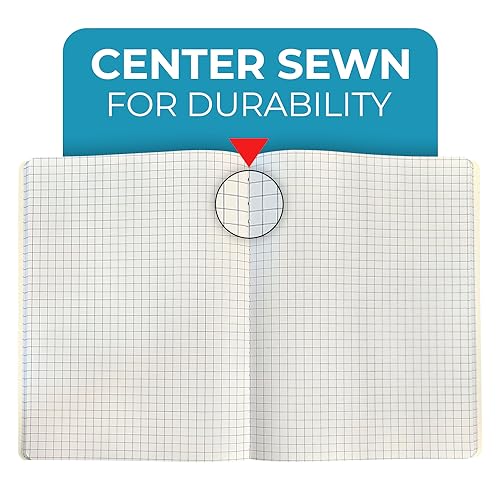 Rosmonde Graph Paper Composition Notebook, 5 Pack, 200 Pages (100 Sheets), Quad Ruled Composition Notebook, Graph Notebooks, 4x4 Grid Composition Notebook, Black Marble, Sewn Hard Cover, 9-3/4 x 7-1/2 - size: 5 Pack, style: Black Marble