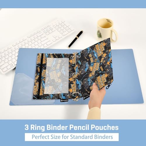 Emelivor Truck Cool Black Pencil Pouch for 3 Ring Binder 2 Pack Large Capacity Pencil Pouches with Zipper Clear Binder Pencil Case Bag for Office College Daily Supplies - color: 26-Truck Cool