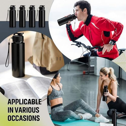 Domensi 50 Pieces Plastic Water Bottle Bulk 17 oz Sports Adults Reusable Large Water Bottles with Leak Proof Flip Top for Adults Fitness (Solid Black) - color: Solid Black