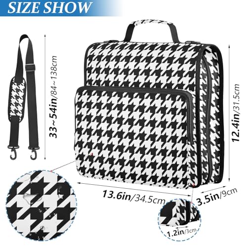 Classic Houndstooth Zipper Binder Bag 3 Ring with Shoulder Strap Zippered Binder Fits 13 Inch Laptop File Folder Document Organizer for College Office Supplies - color: Classic Houndstooth