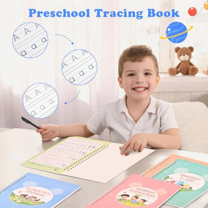 Reusable Magic Grooved Practice Copybook, Tracing Books for Kids Ages 3-5 | Preschool Workbook, Magic Book - size: 5.5inx7.9in