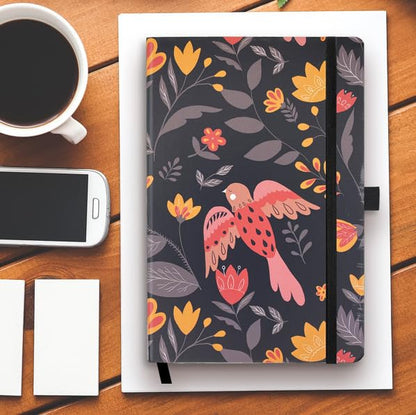 RICCO BELLO Lined Journal Notebook, Folk Art Flowers, Hardcover | Pen Holder, College Ruled, 96 Sheets/192 Pages, 5.7 x 8.4 Inches, For Work & Notes - color: Folk Art Flowers