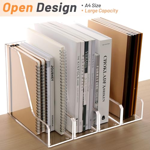 SANRUI Acrylic Magazine File Holders, Classroom Organization and Storage, Clear Bookend File Sorter, Desktop File Organizer 2-Pack - size: A4,2 Pack