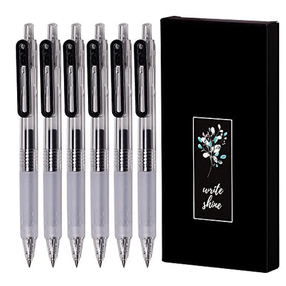 Ultra Fine Point Pens 0.38mm Retractable Gel Pens for Journaling, Planner, Note Taking, Quick Dry Black Ink, Refillable, 6 Count - style: 6 Counts