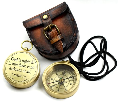 For I Know The Plans I Have For You, Jeremiah 29:11, Solid Brass Directional Engraved Compass, Baptism Gifts for Boys Girls, First Communion, Christian Gifts for Men, First Confirmation Gifts for Boys - style: # God is Light-1 John 1:5