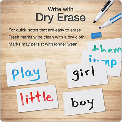 Oxford Dry Erase Index Cards, 3x5 Blank, Reusable Flash Cards, Double Sided Dry & Wet Erase Cards for Gaming, Study or Vocabulary, 100-Pack (63515) - style: 100 Blank