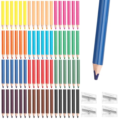 Spakon 96 Pcs Colored Pencil Bulk 12 Colors 3.5 Inch Jumbo Triangle Short Fat Pencil with Sharpener for Student Toddler Preschooler Beginner Classroom Supplies Back to School - style: Color Pencil