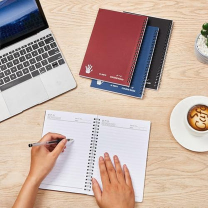 Lewtemi 6 Pack Small Left Handed Notebook 8"x5" Lefty Spiral Notebooks Wire Bound Mini Notebook 50 Sheets College Ruled Paper Journal(Black, Red, Blue) - color: Black, Red, Blue